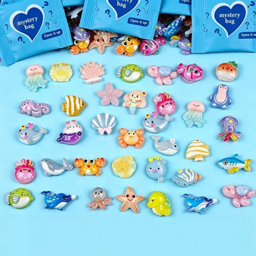 Cute Ocean Animal Mini Mystery Bag Charms, Glossy Resin Blind Bag Figures for DIY, Kids Gifts and Collection