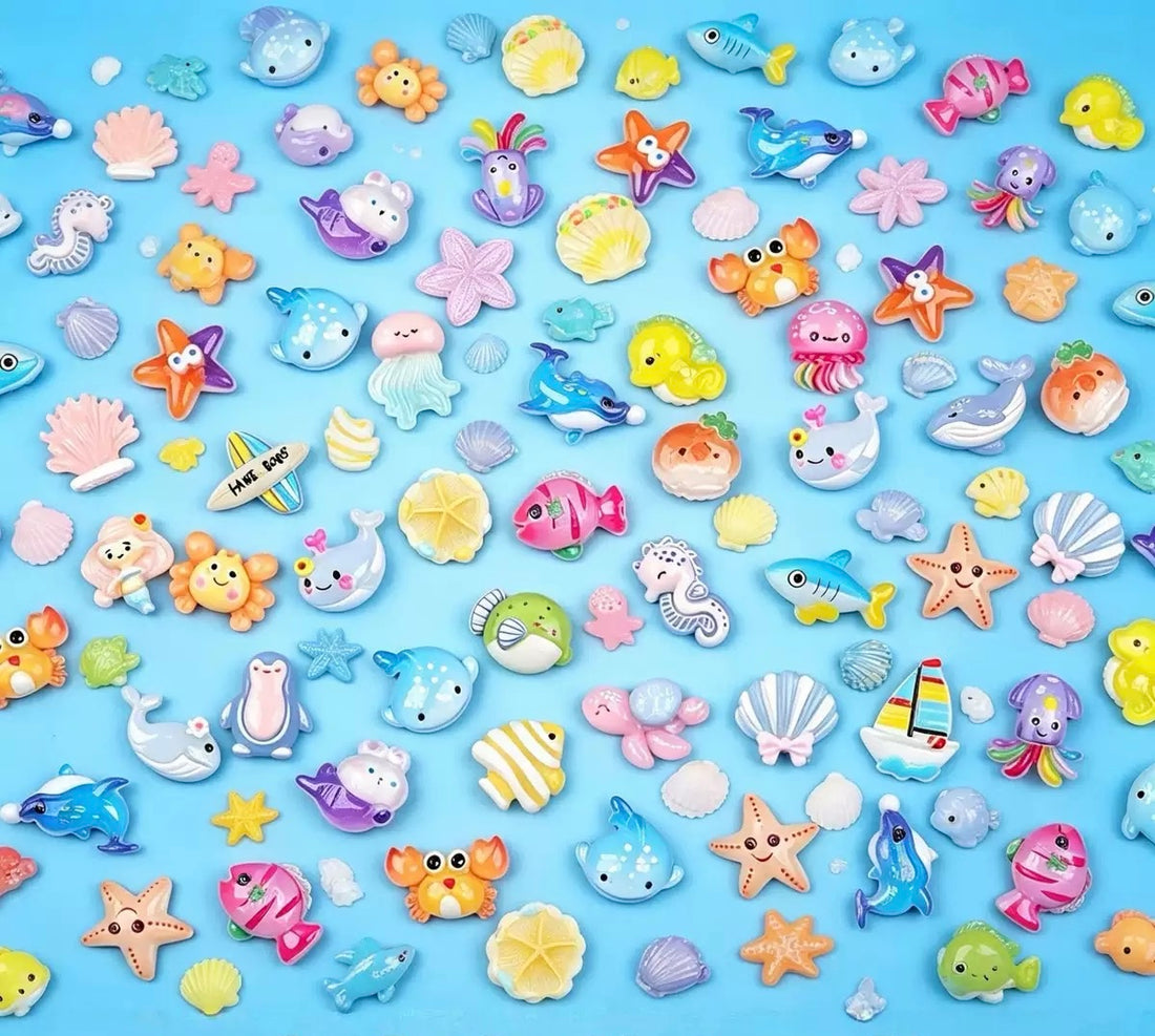 Cute Ocean Animal Mini Mystery Bag Charms, Glossy Resin Blind Bag Figures for DIY, Kids Gifts and Collection