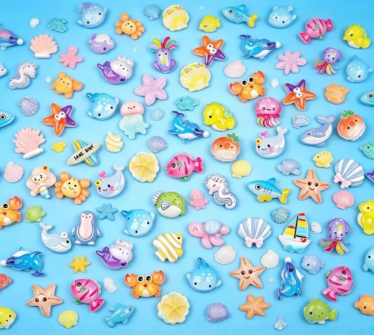 Cute Ocean Animal Mini Mystery Bag Charms, Glossy Resin Blind Bag Figures for DIY, Kids Gifts and Collection