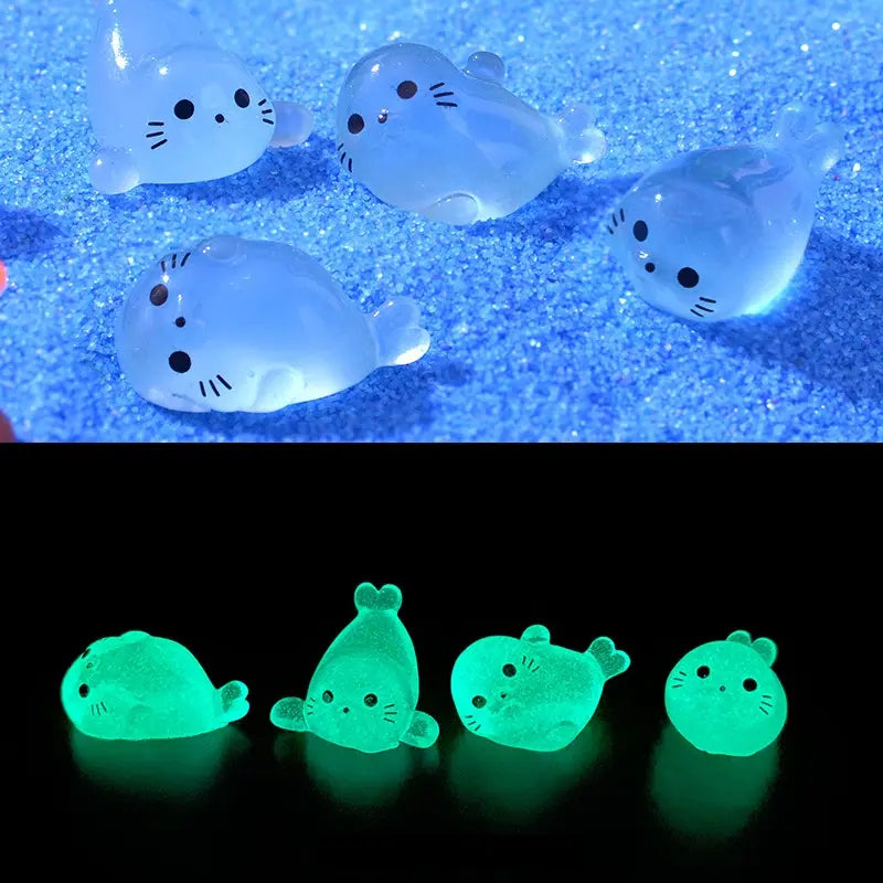 Luminous Cute Mini Seal Resin Figurines, Glow in The Dark Tiny Seal Ornaments