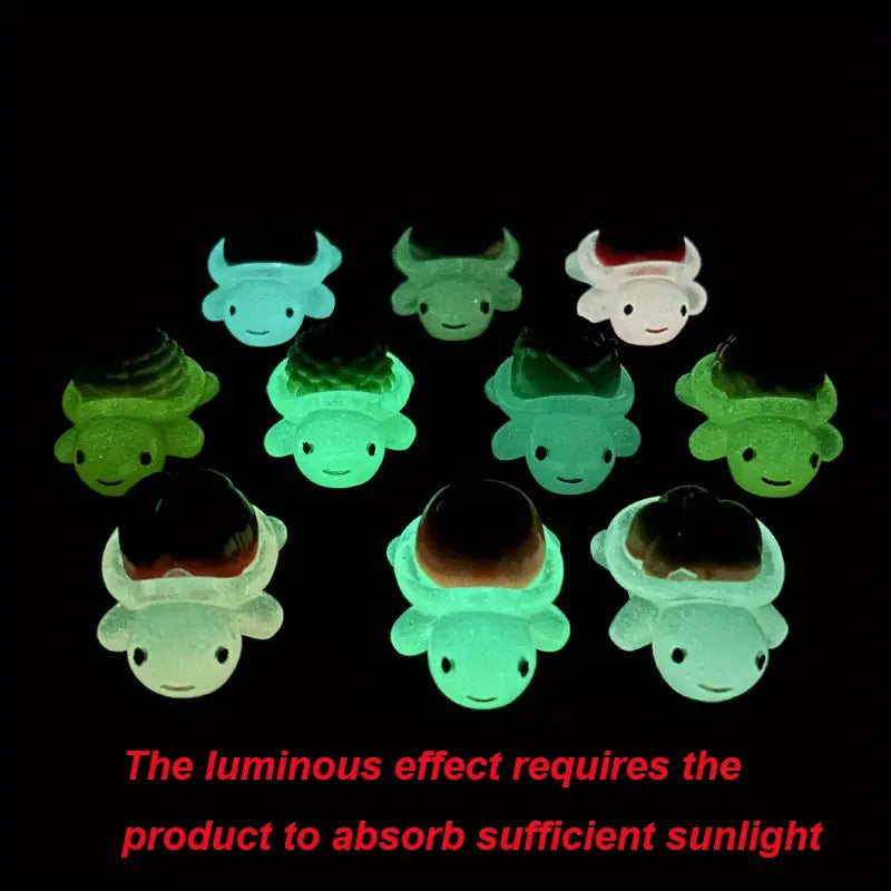 Mini Luminous Vegetable Turtle Figurines, Glow in The Dark Cute Tiny Tortoise Resin Miniature