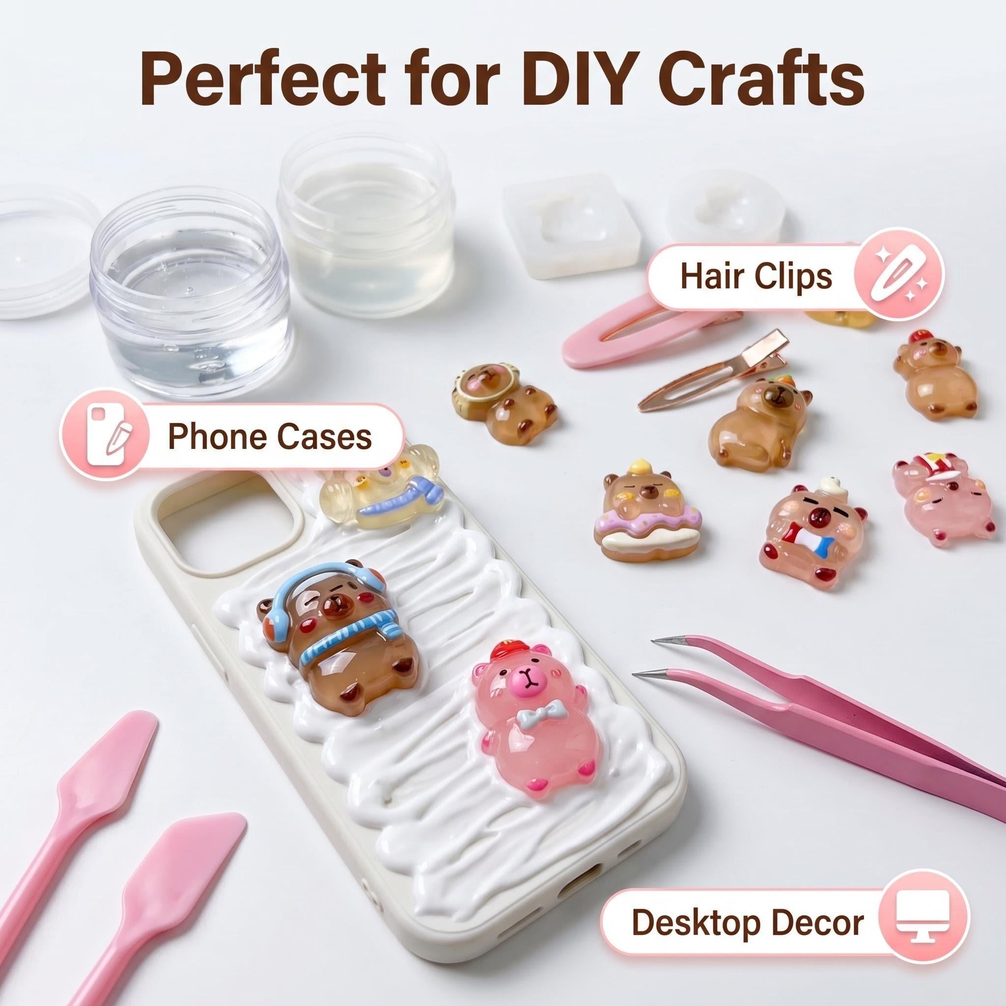 Random Blind Bag Cute Capybara Resin Flat Charms for DIY Craft Decoration