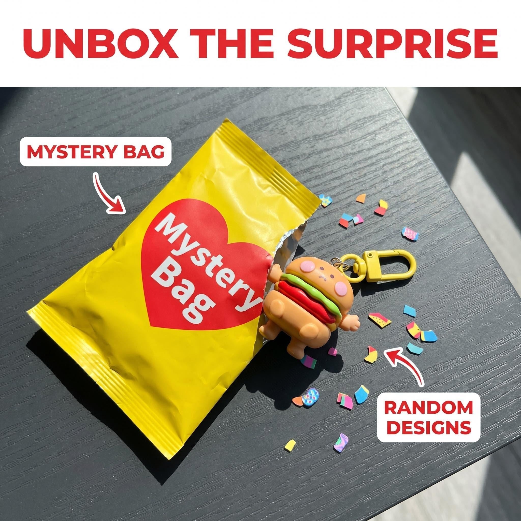 Cartoon Cute Resin Blind Bag Keychain 3D Stereo Metal Clasp Bag Charm Mystery Bag
