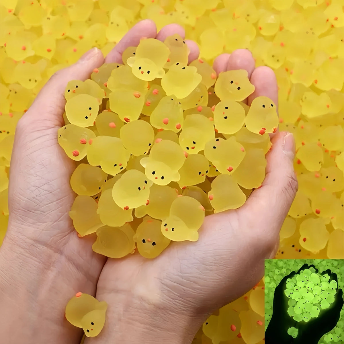 Mini Luminous Chick Figurines, Cute Glow in The Dark Tiny Chicken Resin Miniature