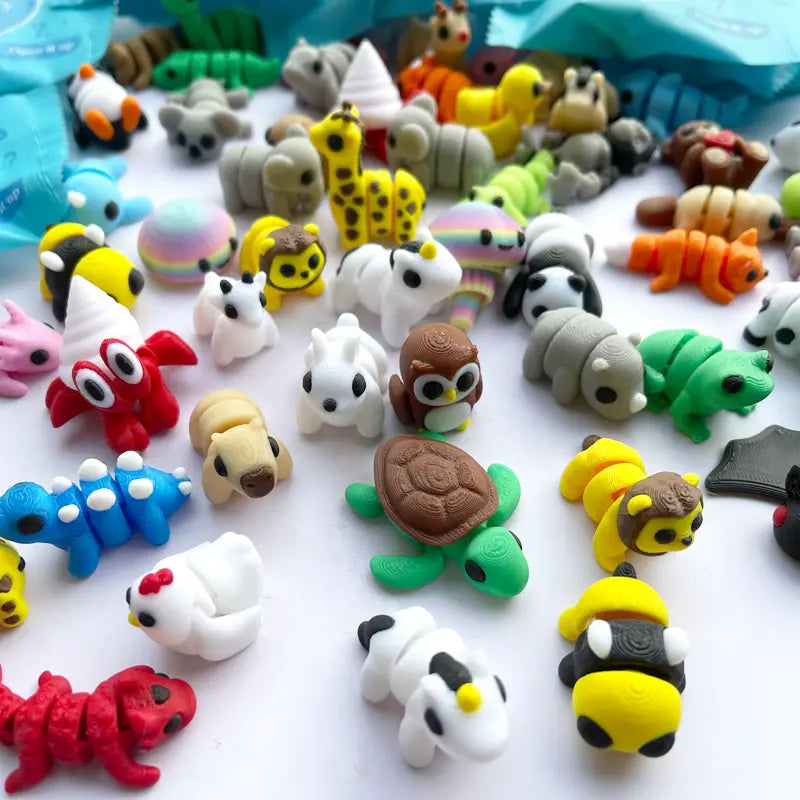 Mini Cute Animal Figurines Mystery Set, 3D Printed Tiny Animals for Dollhouse Decor DIY Craft Party Favors