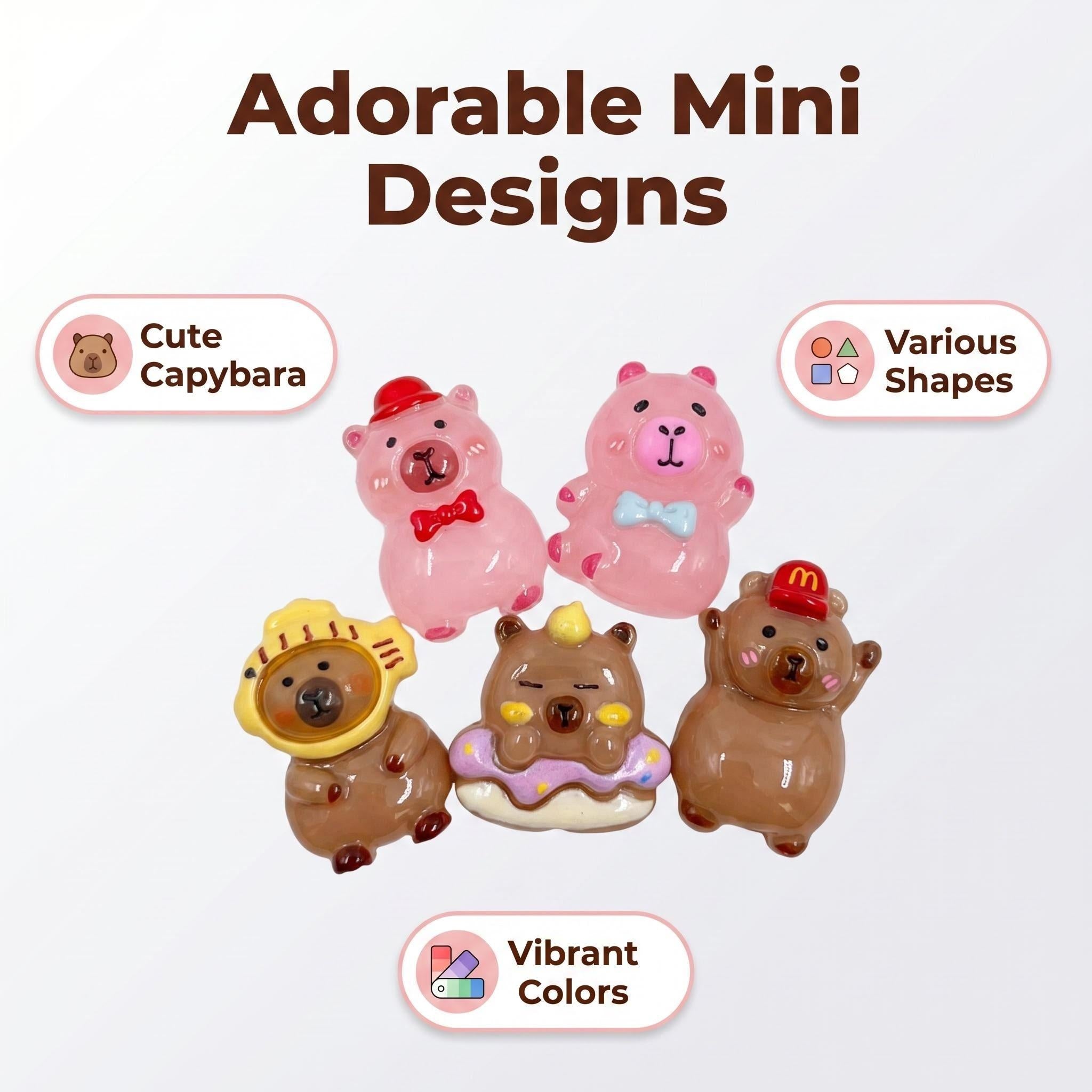 Random Blind Bag Cute Capybara Resin Flat Charms for DIY Craft Decoration