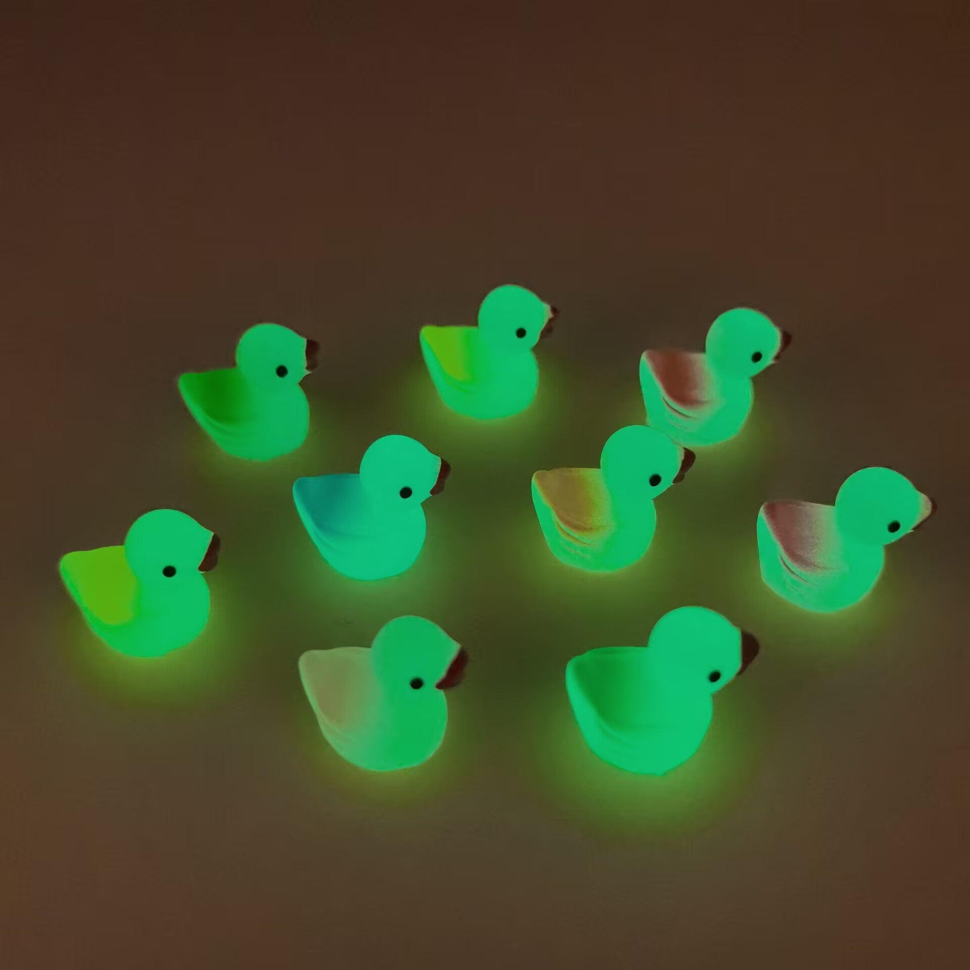 Glow in The Dark Gradient Mini Duck Figurines, Tiny Matte Duck Ornaments