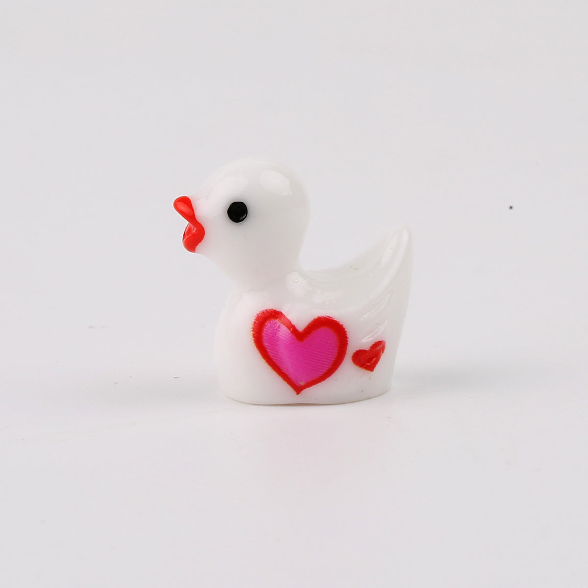 Valentine's Day Mini Painted Duck Figurines Cute Heart XO Resin Ornament