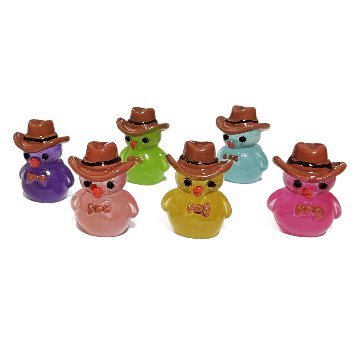 Glow in The Dark Cowboy Duck Mini Figurines, Luminous Resin Micro Landscape Decorations