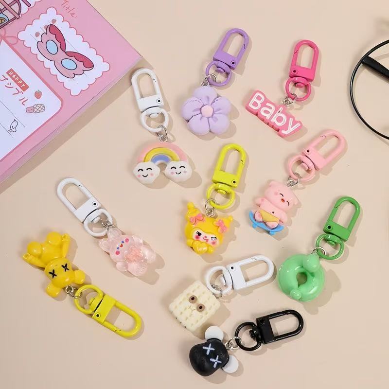 Cartoon Cute Resin Blind Bag Keychain 3D Stereo Metal Clasp Bag Charm Mystery Bag