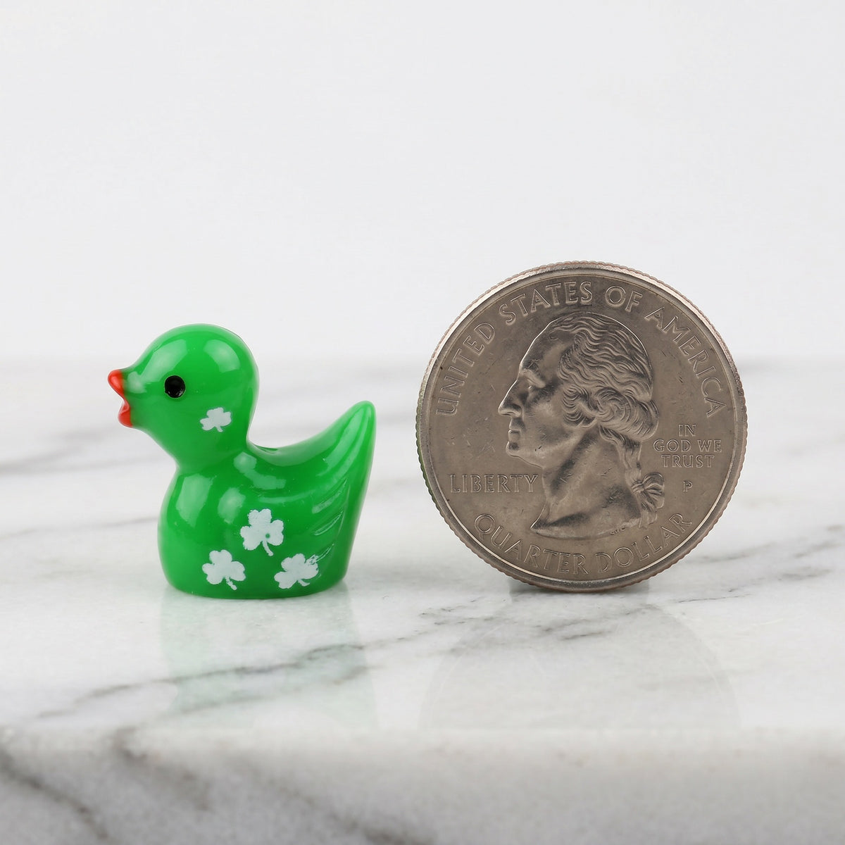 St. Patrick's Day Clover Mini Duck Figurine, Resin Tiny Duck Ornament