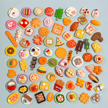Assorted Mini Fake Food Flatbacks – 3D Resin Cabs for Slime & Phone Cases