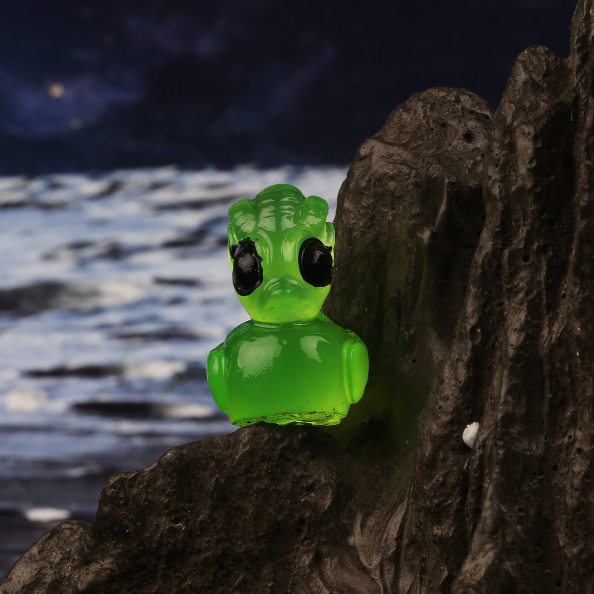 Glow in The Dark Alien Mini Duck Figurines, Resin Space Themed Decor