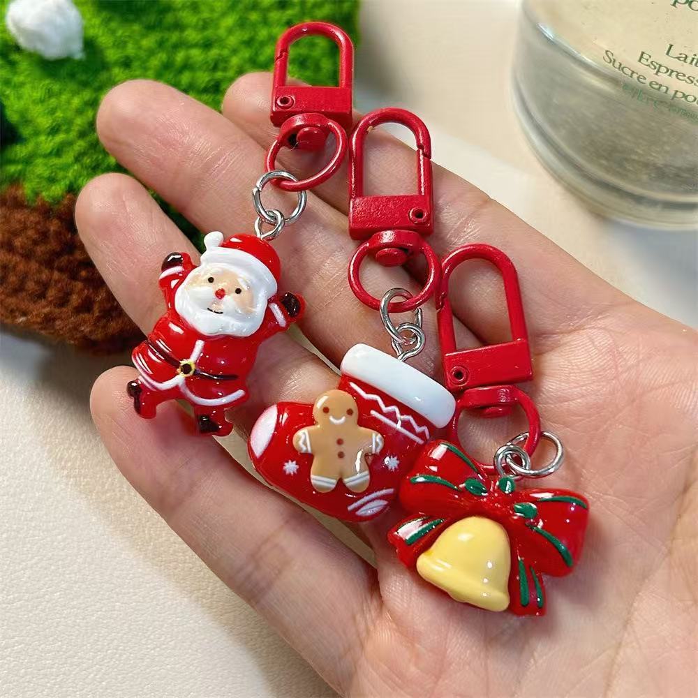 Kawaii Christmas Character Keychains – Cute Santa & Reindeer Backpack Charms