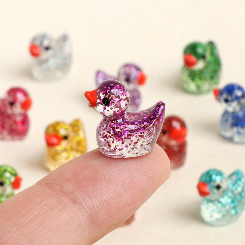 Glitter Mini Duck Resin Charms, Multicolor Shiny Tiny Duck Decor for DIY Crafts
