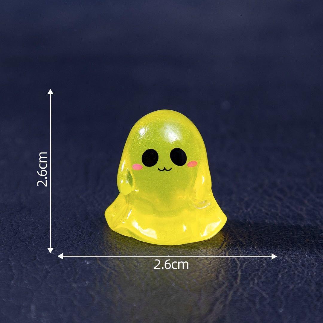 Glow in The Dark Mini Ghost Figurines, Cute Resin Small Ornament for Halloween Desktop Decoration