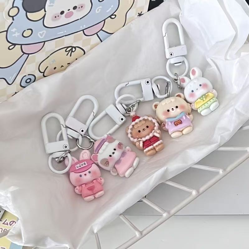 Cartoon Cute Resin Blind Bag Keychain 3D Stereo Metal Clasp Bag Charm Mystery Bag