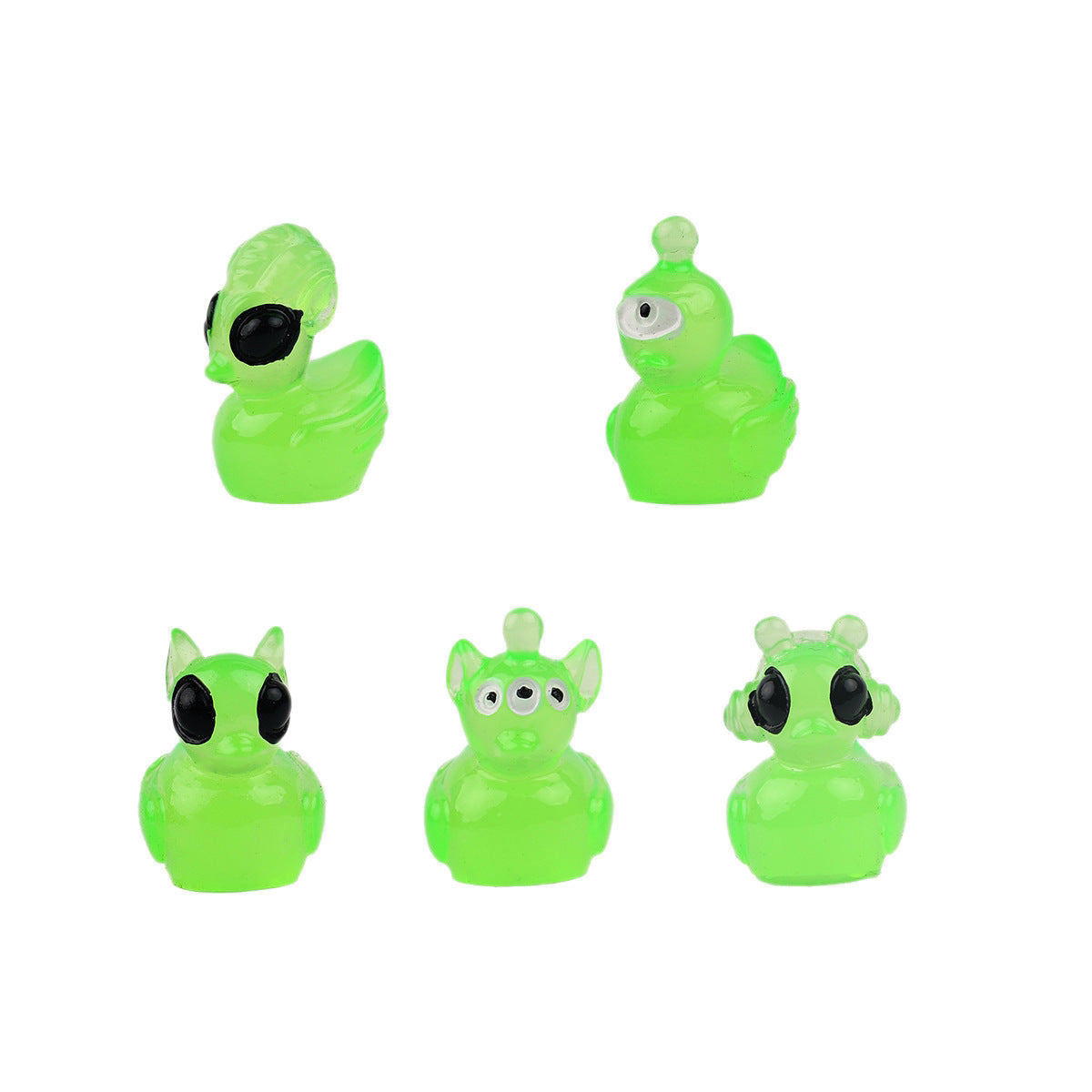 Glow in The Dark Alien Mini Duck Figurines, Resin Space Themed Decor