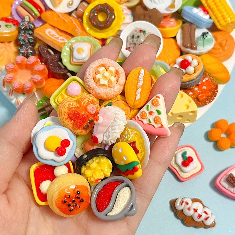 Assorted Mini Fake Food Flatbacks – 3D Resin Cabs for Slime & Phone Cases