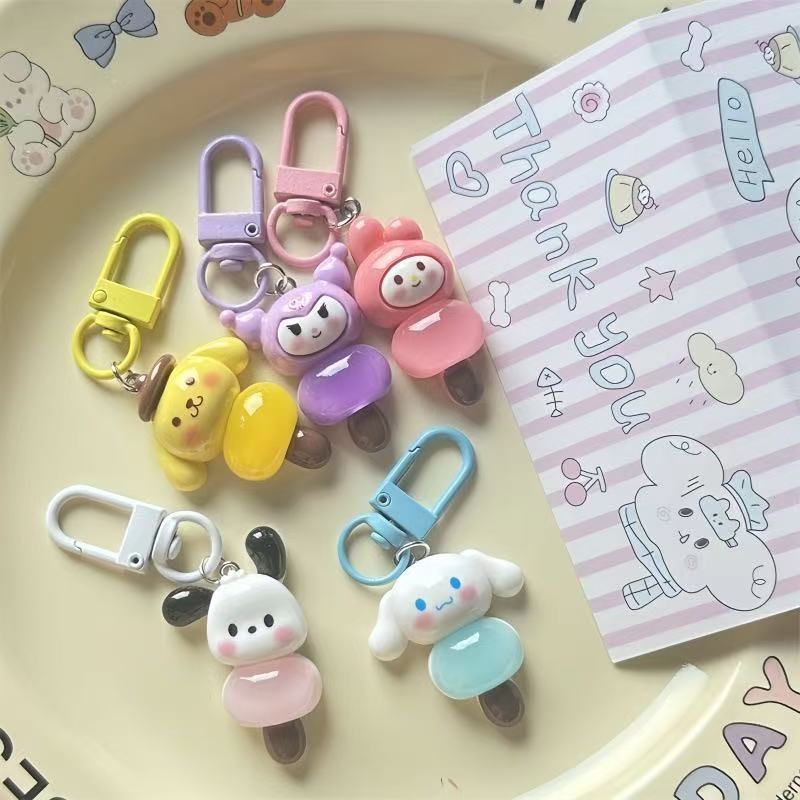 Cartoon Cute Resin Blind Bag Keychain 3D Stereo Metal Clasp Bag Charm Mystery Bag