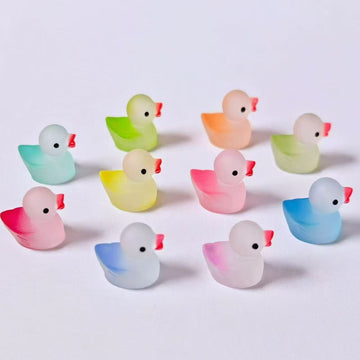 Glow in The Dark Gradient Mini Duck Figurines, Tiny Matte Duck Ornaments
