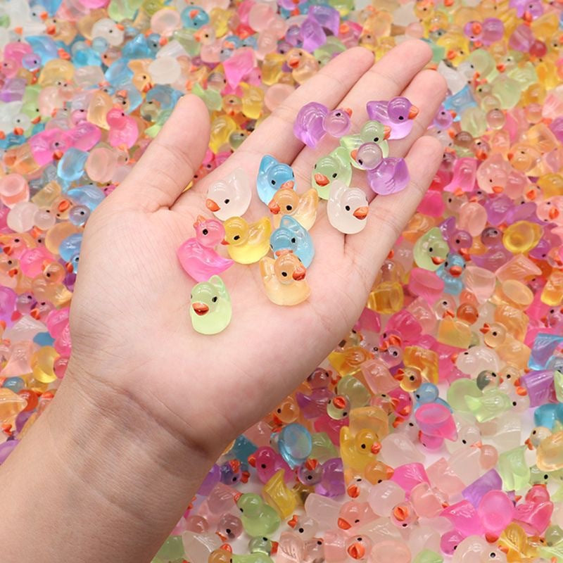 Luminous Little Ducks Miniature Figures – 3D Charms for Fairy Gardens, Hair Accessories & Car Decor