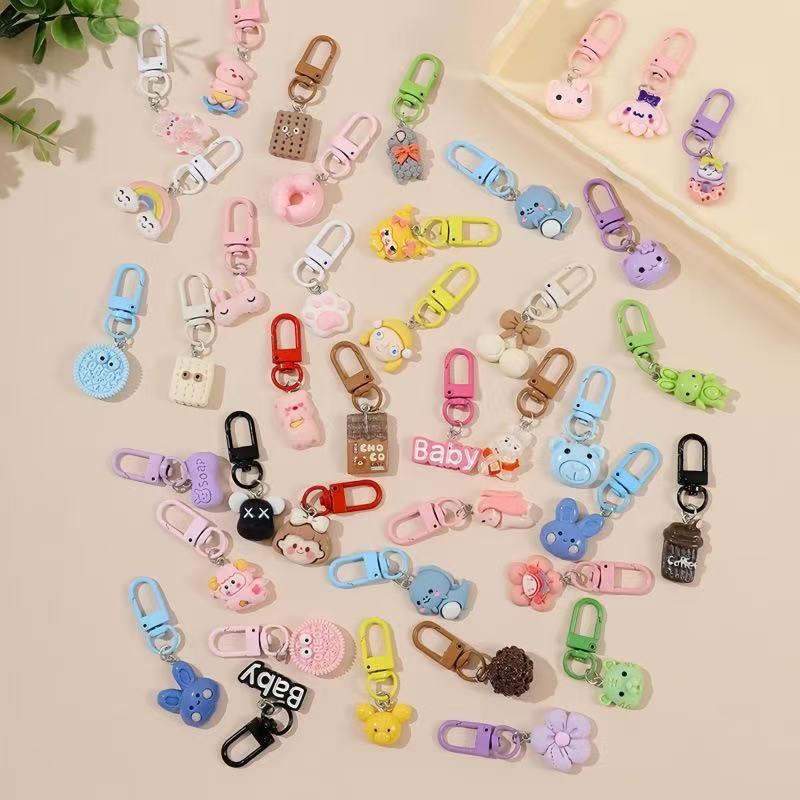 Cartoon Cute Resin Blind Bag Keychain 3D Stereo Metal Clasp Bag Charm Mystery Bag