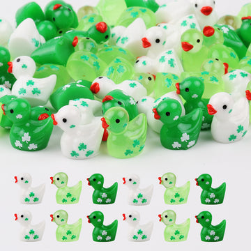 St. Patrick's Day Clover Mini Duck Figurine, Resin Tiny Duck Ornament