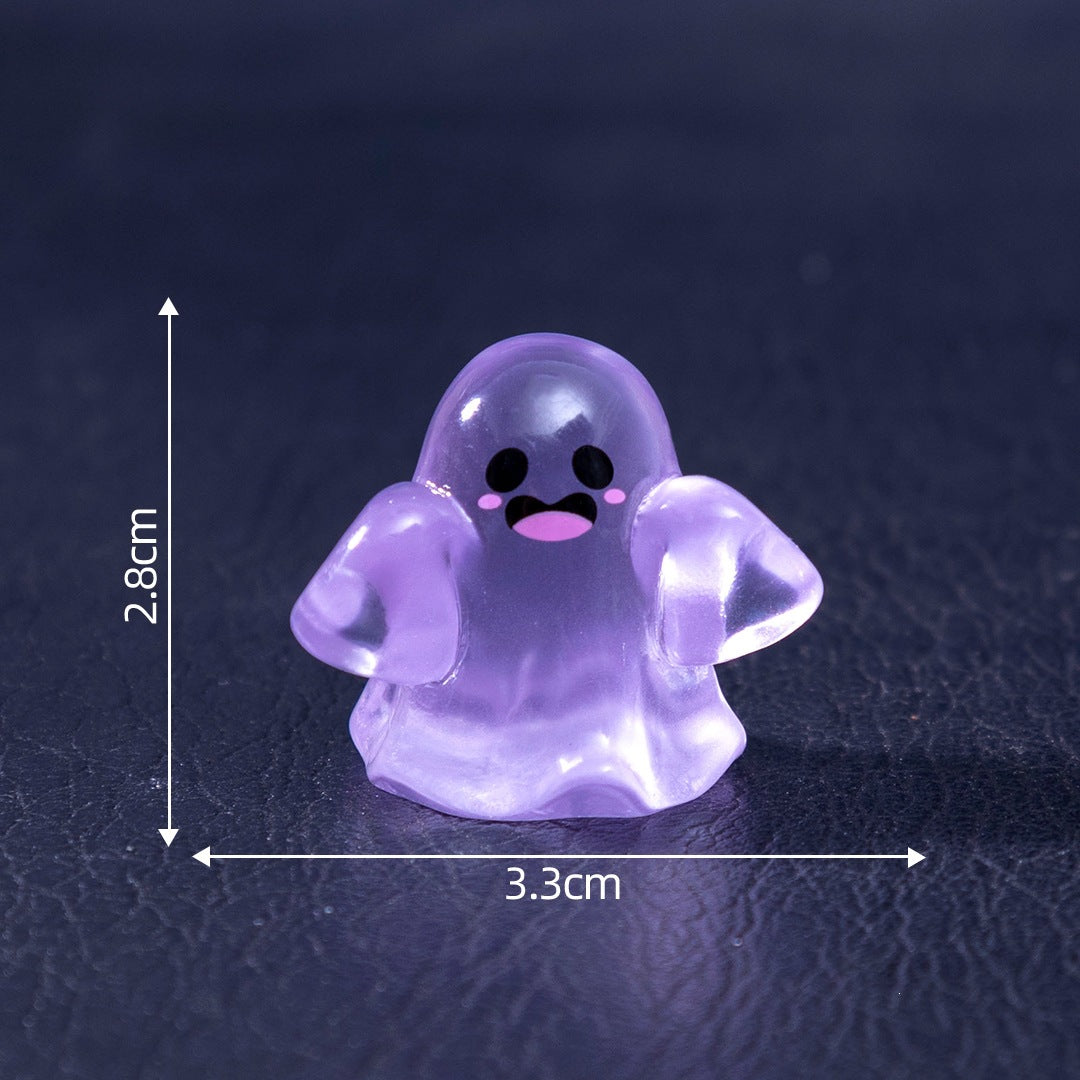 Glow in The Dark Mini Ghost Figurines, Cute Resin Small Ornament for Halloween Desktop Decoration