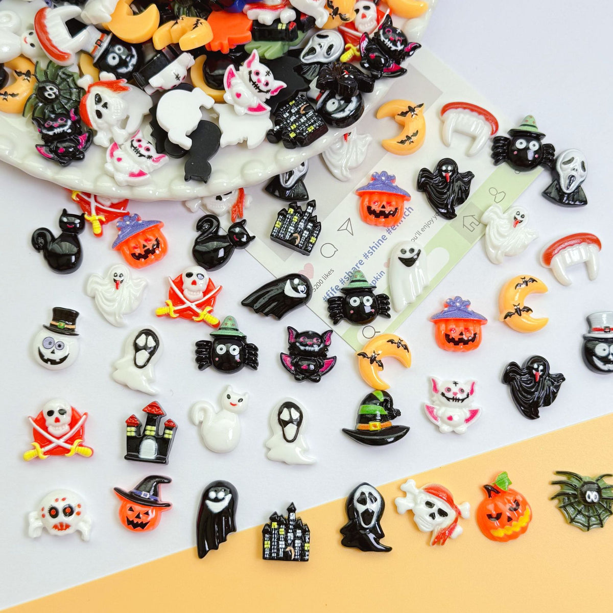 Halloween Resin Charms, Cute Mini Flatback Cabochons for DIY Crafts, Jewelry Making, Scrapbooking, Slime Decor