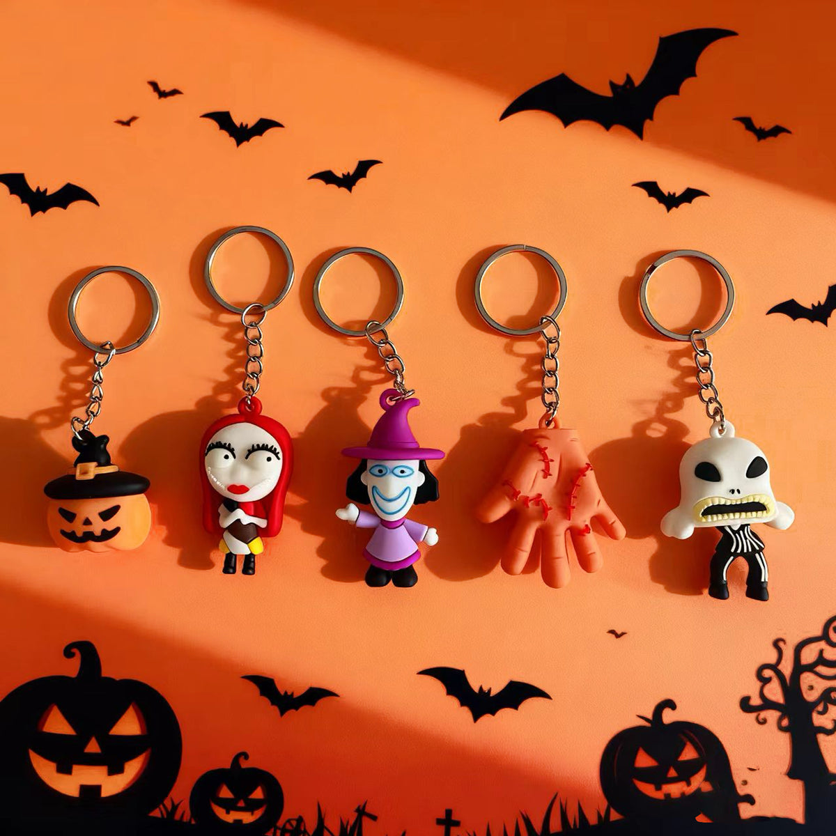 Halloween Cartoon 3D Soft Rubber Figurine Keychain Cute Spooky Accessory