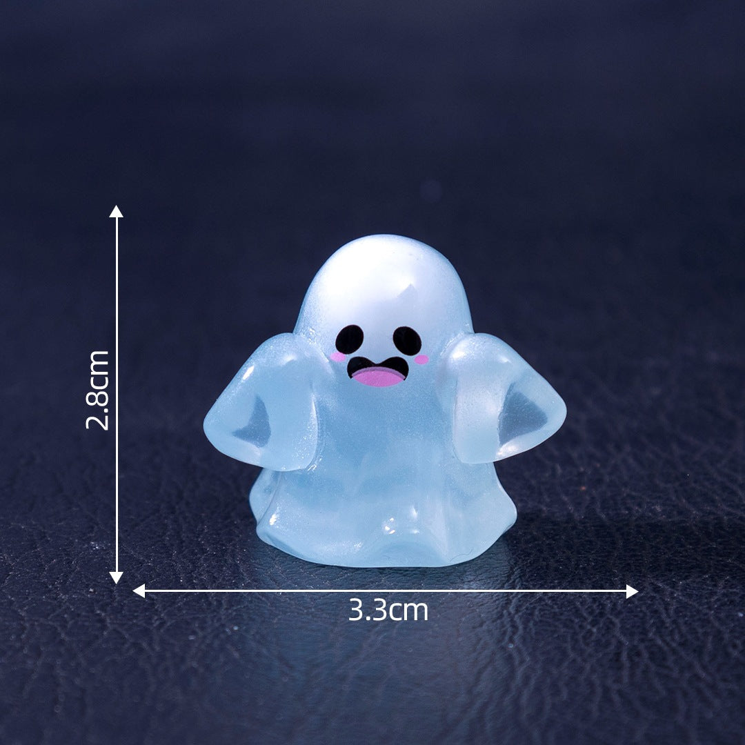 Glow in The Dark Mini Ghost Figurines, Cute Resin Small Ornament for Halloween Desktop Decoration