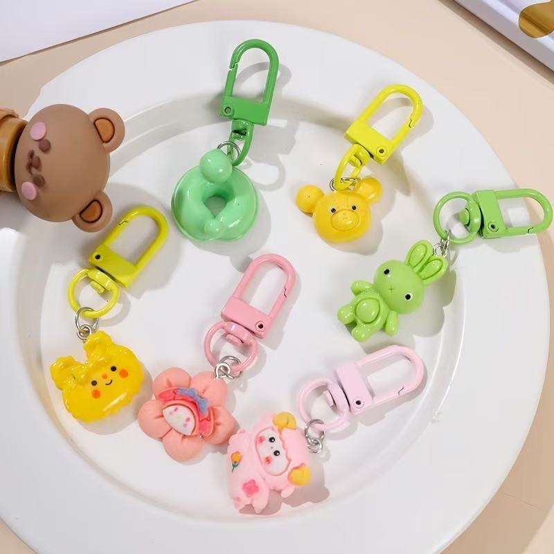 Cartoon Cute Resin Blind Bag Keychain 3D Stereo Metal Clasp Bag Charm Mystery Bag