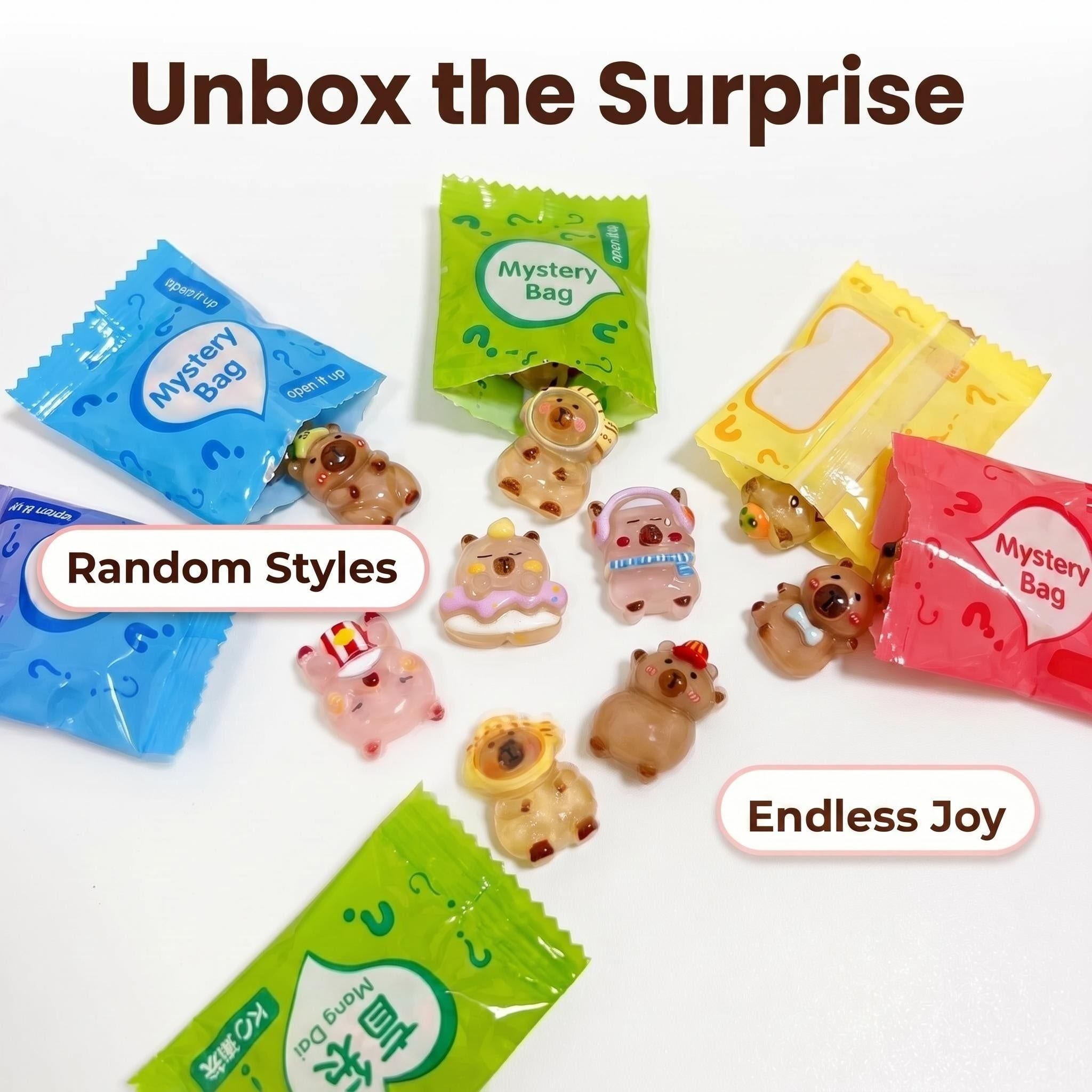 Random Blind Bag Cute Capybara Resin Flat Charms for DIY Craft Decoration