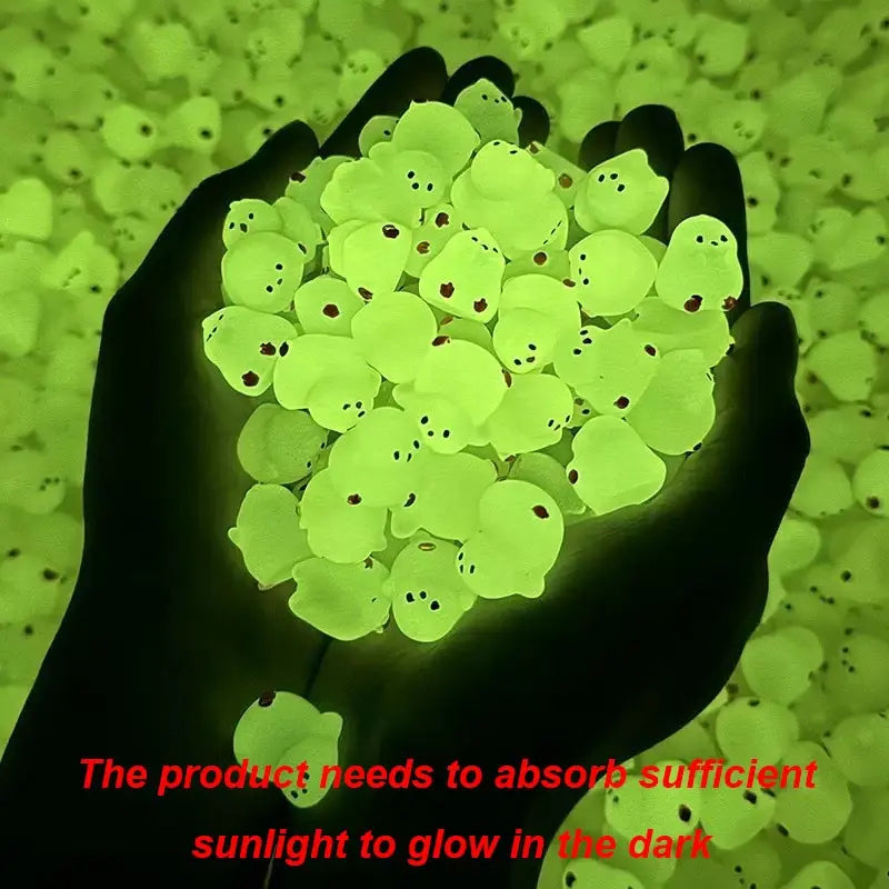 Mini Luminous Chick Figurines, Cute Glow in The Dark Tiny Chicken Resin Miniature
