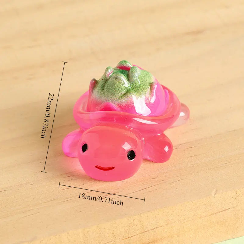 Mini Luminous Vegetable Turtle Figurines, Glow in The Dark Cute Tiny Tortoise Resin Miniature