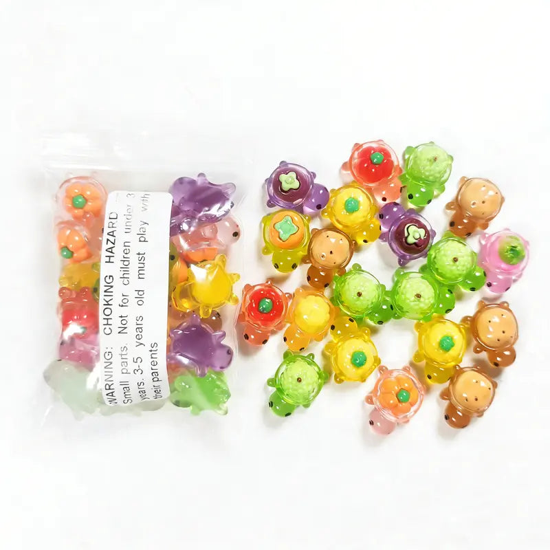 Mini Luminous Vegetable Turtle Figurines, Glow in The Dark Cute Tiny Tortoise Resin Miniature