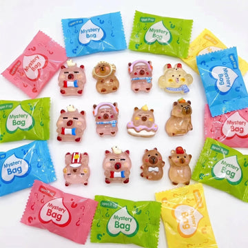 Random Blind Bag Cute Capybara Resin Flat Charms for DIY Craft Decoration