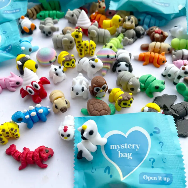 Mini Cute Animal Figurines Mystery Set, 3D Printed Tiny Animals for Dollhouse Decor DIY Craft Party Favors