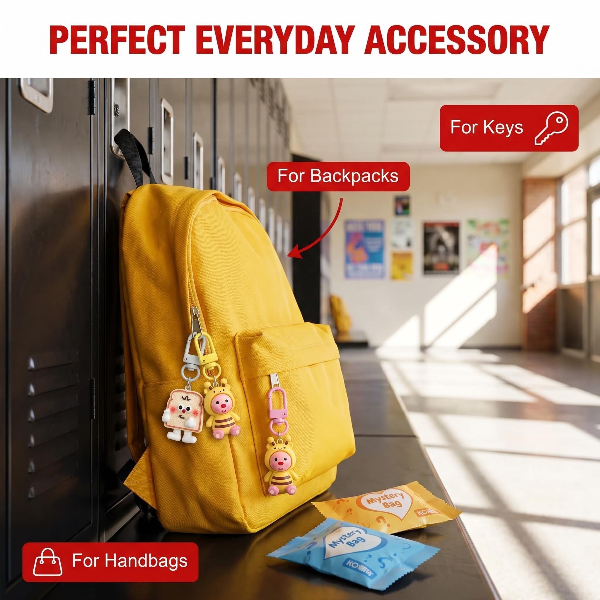 Cartoon Cute Resin Blind Bag Keychain 3D Stereo Metal Clasp Bag Charm Mystery Bag