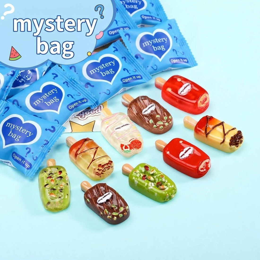 Kawaii Mini Ice Cream Popsicle Mystery Bags – Surprise Collectible Charms