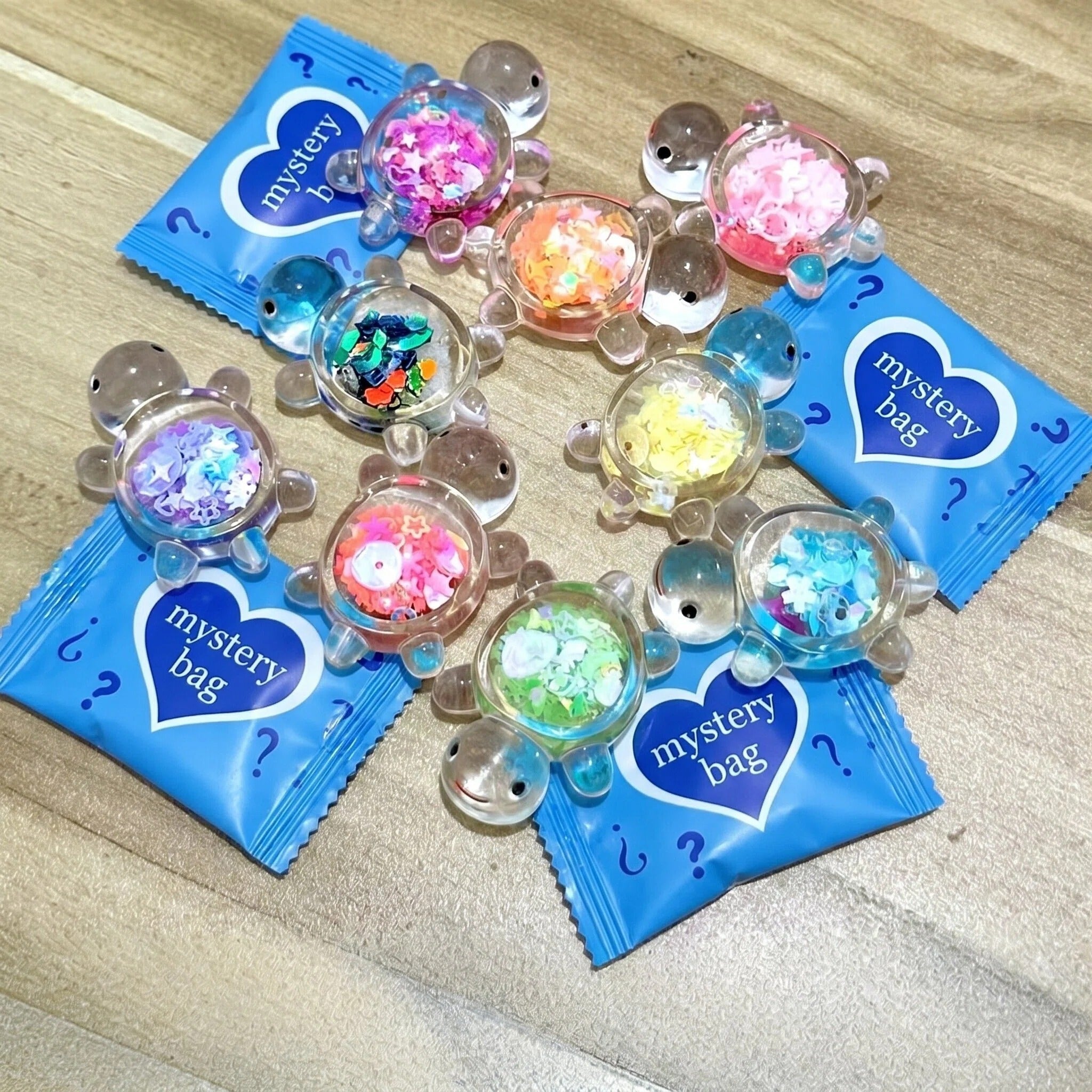 Luminous Glitter Turtle Mystery Bags - Glow in the Dark Miniature Sea Turtle Figurines | Kawaii Desk Decor & Sensory Surprise Toys