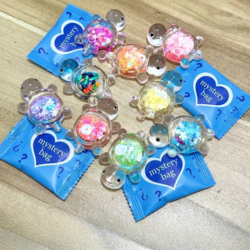 Luminous Glitter Turtle Mystery Bags - Glow in the Dark Miniature Sea Turtle Figurines | Kawaii Desk Decor & Sensory Surprise Toys