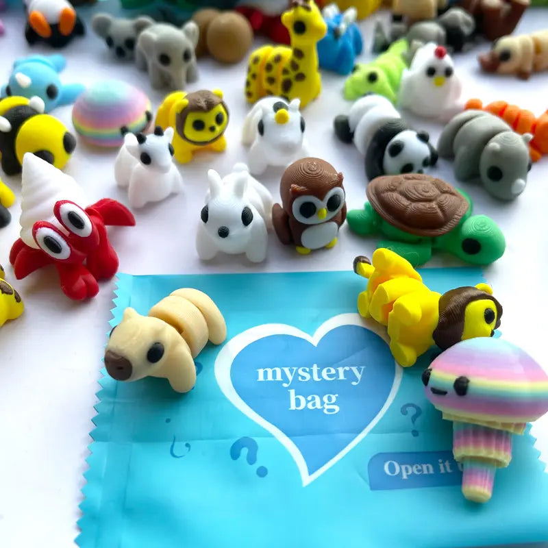 Mini Cute Animal Figurines Mystery Set, 3D Printed Tiny Animals for Dollhouse Decor DIY Craft Party Favors
